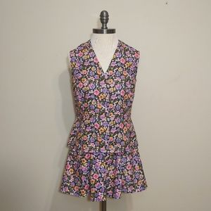 Hand Made Colorful Floral 2 Piece Top and Vest Size Medium